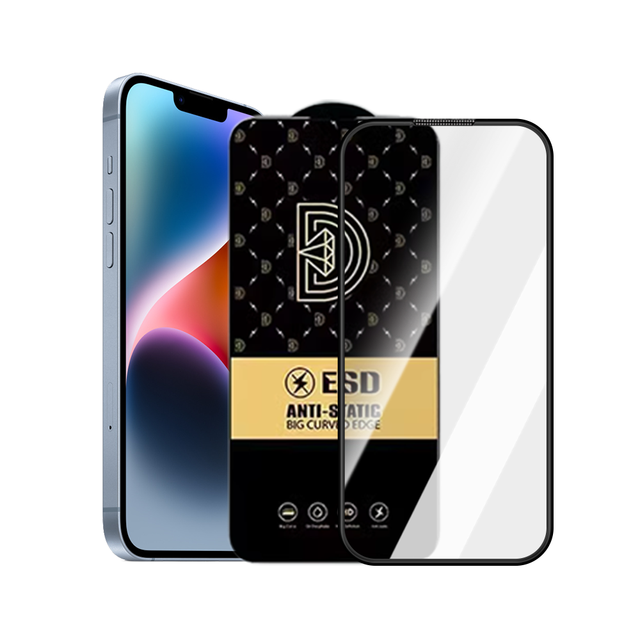 Anti-Static Mobile Phone Super X 9H Hardness Big ARC ESD Tempered Glass Screen Protector for Iphone 16 15 Pro Max 14 13 12 11