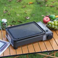 Réchaud à cassette en alliage monobloc multifonctionnel, barbecue coupe-vent pour camping extérieur, poêle domestique portable à gaz pour pique-niques