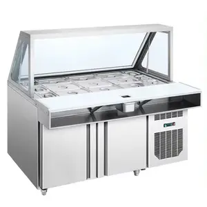 Tavolo da esposizione refrigerato da 1.8m con tenda a spinta personalizzata per insalata bar pesca frutta