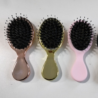 Kit d'extension de cheveux roses Logo personnalisé Mini brosse à cheveux brosse à cheveux démêlante pour cheveux secs et humides petite taille voyage