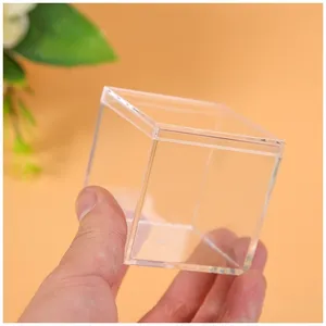 factory outlet Square Acrylic Storage Cube Small Candy Favor Clear Acrylic Box With Lid