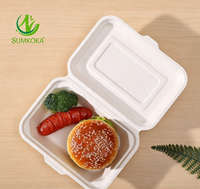 Contenants alimentaires en bagasse écologiques, résistants à la graisse et compatibles micro-ondes, boîtes à clapet en bagasse, boîtes à emporter jetables
