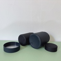 Pot en plastique HDPE noir cylindrique de 6 oz et 8 oz, à toucher doux, hermétique, de qualité alimentaire, pour protéines en poudre, avec cuillère doseuse et couvercle anti-fuite