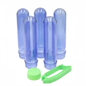 45mm Tamaño del cuello transparente azul 120g 140g proveedor de preformas de plástico para mascotas tubo de preforma para mascotas 45mm preforma mascota para cuello de 45mm