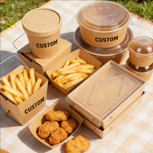Stackable Disposable Food Compartment Fast Food Takeaway Containers Paper Round Paper <b>Box</b> For <b>Cookies</b> <b>Box</b> Eco Friendly OEM ODM - Product Image 5