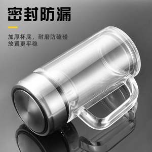 Mink Double Wall Glass Teacup With Handle <b>Large</b> Capacity Tea Brewing <b>Cup</b> With Lid For Gift - Product Image 4