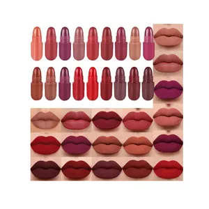 Set Lipstik pil kapsul 18 warna, Perona bibir mini Matte tahan lama tahan air ukuran perjalanan