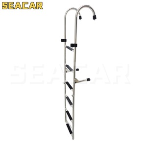 Échelle de bateau Seacar à 6 marches en acier inoxydable pliable avec mains courantes courbées pour usage marin et yachts - Product Image 3