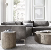 Meubles de salon rétro style américain tables rondes en bois massif canapés tables d'appoint hôtel villas personnalisable
