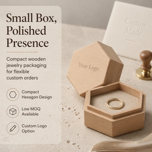 Caja de madera personalizada para anillos, mini caja para anillos de compromiso, caja para anillos de boda, elegante y retro. - Product Image 1
