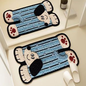 Tapis de salle de bain antidérapant absorbant en forme d'ours de dessin animé, imitation tissée en terre de diatomée, pour porte de toilette - Product Image 3