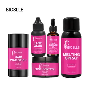 Biosle – colle de marque privée pour perruque de dentelle, huile essentielle de croissance des cheveux, perruque de dentelle, Spray de fusion, Kit de bâton de cire