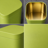 Boîte en fer blanc carrée vert citron avec couvercle télescopique, doublure intérieure dorée, haute, pour thé et bonbons, personnalisable, vierge, vente en gros