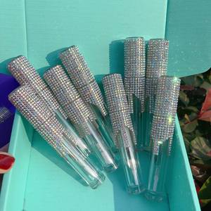 Wholesale Empty 4ml Plasti clear Lipgloss <strong>Lipstick</strong> Bottle <strong>Container</strong> Packaging Private Label Rhinestone Lipgloss Tubes - Product Image 4