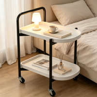 Table Basse Mobile Multifonctionnelle Moderne en Bois Écologique et Fer, avec Chariot de Rangement, Facile à Nettoyer