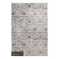 Tapis de salon turc moderne LandScopeTech en tissu Wilton, motif géométrique losanges, vert sauge crème, haute densité, résistant à l'usure