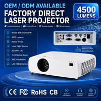 Projecteur laser professionnel pour salle de classe 4500 lumens WXGA avec source lumineuse longue durée de vie 20000H