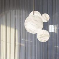 Design moderne Créativité Senior Clubs Salon Salle À Manger Led Suspension Ronde Cercle Albâtre Lustre Éclairage