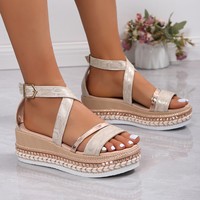 Nouvelles sandales compensées à plateforme grande taille pour femme en cuir PU, style mode estival