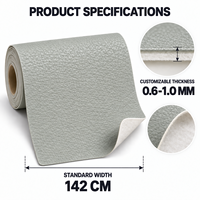 Cuir synthétique PVC gris clair avec support non tissé, imperméable, gaufré, simili cuir pour l'ameublement intérieur de voiture et la sellerie