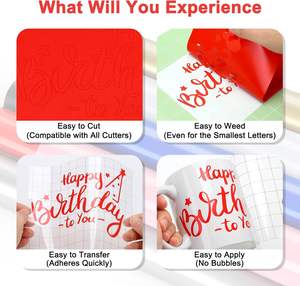 Rouleau de vinyle adhésif brillant en vinyle permanent rouge pour <span class=keywords><strong>machine</strong></span> de découpe <span class=keywords><strong>Autocollant</strong></span> permanent 12 "X 15 FT pour décoration de voiture/Scrapbooking/Signes - Product Image 5