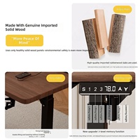 Bureau électrique à hauteur réglable en bois massif – Bureau d'ordinateur moderne entièrement réglable pour la maison, le bureau ou l'étude, avec structure en bois d'hévéa