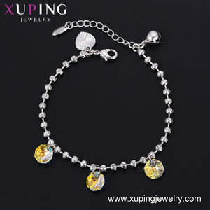 76069 Xuping 2020 di colore rodio cristalli, perline e campana <span class=keywords><strong>con</strong></span> ciondolo a mano braccialetto - Product Image 5