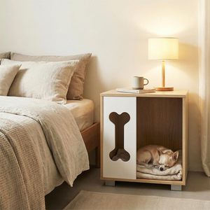 Nichoir en bois pour petits chiens, cage à <span class=keywords><strong>chien</strong></span> d'intérieur, <span class=keywords><strong>table</strong></span> de chevet et <span class=keywords><strong>table</strong></span> d'appoint avec plateau spacieux, mobilier en bois pour animaux de compagnie - Product Image 2