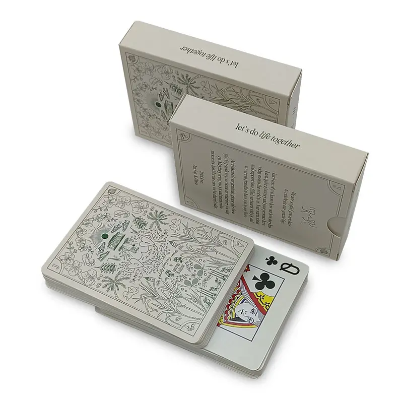 Diseño de logotipo personalizado patrón artístico calidad papel naipes juego de cartas en caja