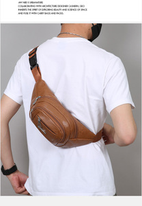 Men's Fashion <b>Chest</b> Bag Black PU Leather Water Proof Zipper Durable Wear Resistant Everyday Crossbody Bag Summer - Product Image 6