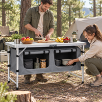 Table de camping pliante en aluminium avec pieds réglables, portable pour pique-nique en plein air, barbecue, voyage, jardin, cour, plage