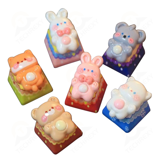 2025 New Design Artisan Hand-Painted Custom PBT Resin Animal Keycaps for DIY Mechanical Keyboard Rapid Prototyping