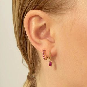 Nouveau personnalisé luxe rectangulaire Zircon boucles d'oreilles Simple mode femmes exquis bijoux cadeau - Product Image 5