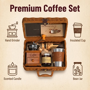 Coffret Cadeau Café Premium avec Moulin à Café Manuel, Panier Tressé de Luxe, Coffret Cadeau pour Amateurs de Café, pour la Maison, le Bureau, Anniversaire, Fêtes - Product Image 2