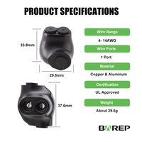 Connecteur de câblage électrique multi-prises isolé à double entrée BAREP QMS-S4-1, 4-14 AWG, homologué cULus, noir