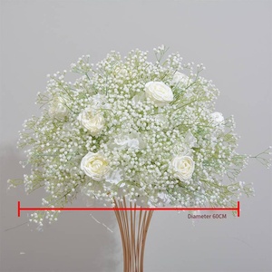 <span class=keywords><strong>Vase</strong></span> à <span class=keywords><strong>fleurs</strong></span> géométrique Présentoir décoratif sphérique pour table de mariage Simulé de gypsophile Boule de rose Fleur artificielle - Product Image 3