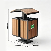 Poubelle de recyclage publique à double compartiment 74L en WPC et acier galvanisé, écologique, pour l'extérieur, idéale pour les hôtels et les parcs