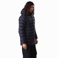 Manteau d'hiver matelassé épais à capuche pour homme, veste longue zippée unie décontractée