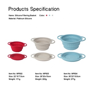 Free Sample Silicone Foldable Round Collapsible <b>Colander</b> Kitchen <b>Plastic</b> Fruit Vegetable Washing Drain Basket - Product Image 6