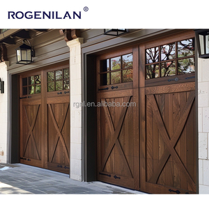 Portes de <span class=keywords><strong>garage</strong></span> sectionnelles coulissantes Rogenilan coupe-vent en aluminium à grain de bois pour villa - Product Image 4