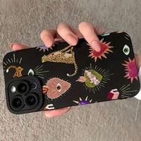 Coque de téléphone antichoc tendance motif Monde Animalier pour iPhone 16 15 17 Air Pro Max, couleur bonbon, protection arrière