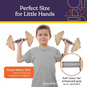 Ensemble d'entraînement d'activité réglable en bois écologique pour enfants Jouet rotatif d'haltères pour bébé Poids libres Entraînement de fitness YJ - Product Image 3