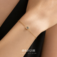 Pulsera de Burbujas SPJ, Plata de Ley S925, Chapada en Oro de 14K, Minimalista con Circonitas, Hipoalergénica para Mujer