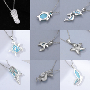 Liontin hewan laut perak 925 dengan Larimar dengan cermat dibuat untuk pakaian elegan gaya lucu untuk pesta dan hadiah - Product Image 5