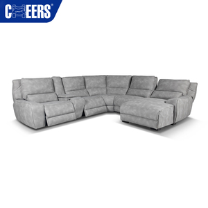 <span class=keywords><strong>MANWAH</strong></span> Sofá de Tela Moderna para Sala de Estar, Sofá Seccional Reclinable Eléctrico de 5 Plazas Gris con Caja de Almacenamiento y Marco de Acero Inoxidable - Product Image 4