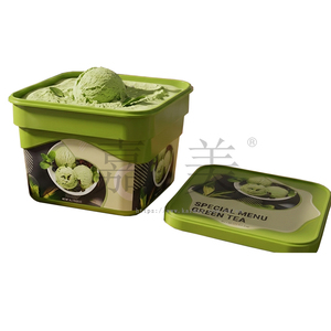 Envase rectangular de PP de 500 g para helado con tapa, color verde, para almacenamiento de alimentos, con etiqueta IML impresa, caja de plástico para alimentos IML. - Product Image 3