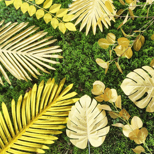 C-AML001 Foglie di Monstera Artificiali in Seta di Alta Qualità, Foglie Finte Placcate Oro per Decorazioni Matrimoniali e Domestiche - Product Image 2