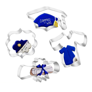 4 Pieces Graduation Cookie Molds Cap Gown Diploma Shaped Fondant Cake Cutter <strong>Biscuit</strong> Dough Press Mould DIY Baking <strong>Decoration</strong> <strong>Kit</strong> - Product Image 1