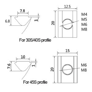 Écrou à ressort M4 M5 M6 M8 Écrou <span class=keywords><strong>en</strong></span> T pour <span class=keywords><strong>profil</strong></span>é <span class=keywords><strong>d</strong></span>'extrusion <span class=keywords><strong>en</strong></span> aluminium à fente de 6mm Série 20020/3030/4040 Revêtement de plaque de zinc - Product Image 6