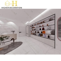 Présentoir en bois personnalisé pour sacs à main avec éclairage, vitrine de présentation pour sacs, design intérieur de boutique